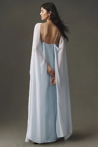 BHLDN Brigid Chiffon Cape Maxi Dress