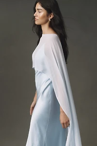 BHLDN Brigid Chiffon Cape Maxi Dress