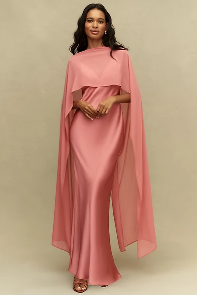 BHLDN Chiffon Cape Maxi Dress