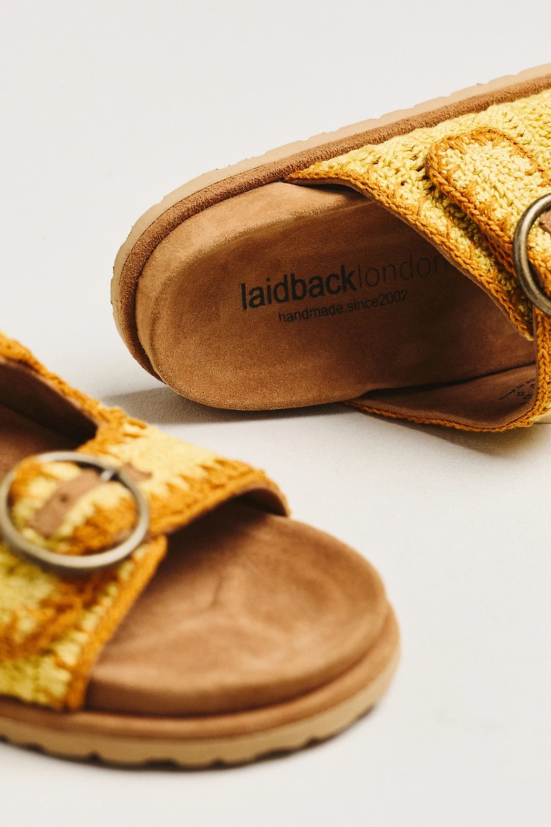 Laidback London Woven Buckle Slide Sandals