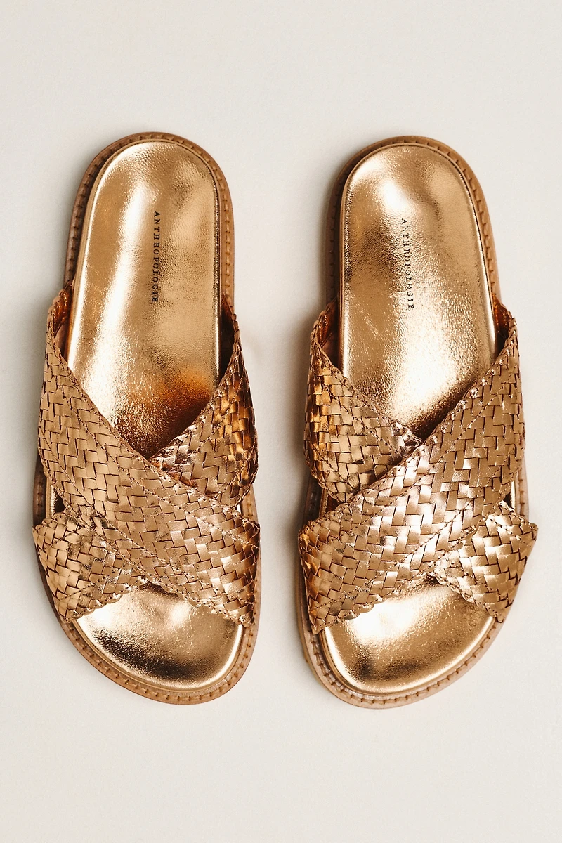 Cross-Strap Slide Sandals