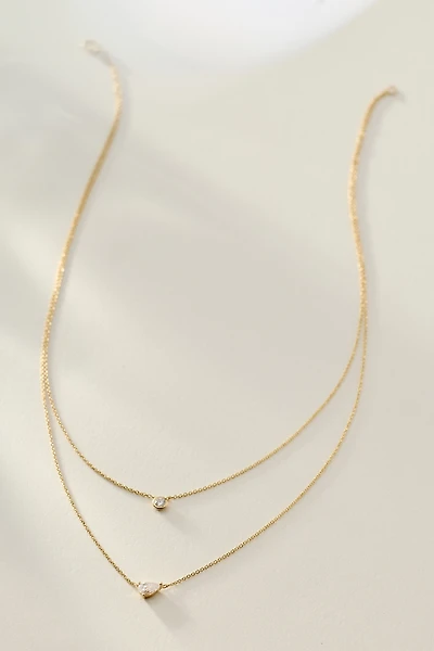 By Adina Eden Lab Grown Diamond Double-Layer Pear & Bezel Necklace