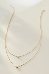 By Adina Eden Lab Grown Diamond Double-Layer Pear & Bezel Necklace
