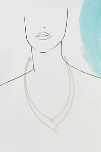 By Adina Eden Lab Grown Diamond Double-Layer Pear & Bezel Necklace