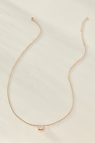 By Adina Eden Lab Grown Diamond Emerald Bezel Necklace