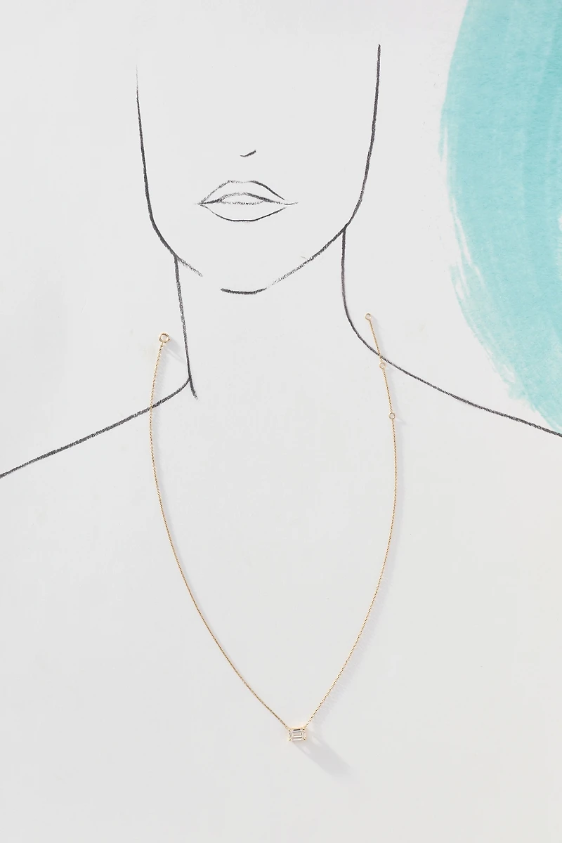 By Adina Eden Lab Grown Diamond Emerald Bezel Necklace