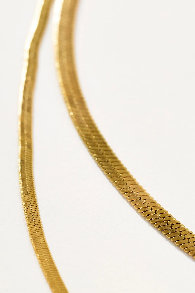 Water-Resistant Herringbone Layered Necklace