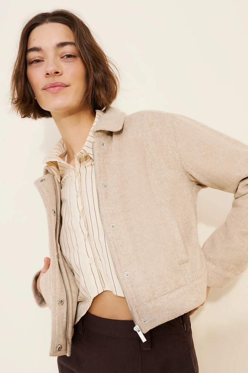 Habitual Textured Zip Front Jacket