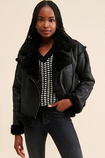 NVLT Faux Suede Moto Jacket