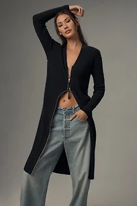 Pilcro Vegan Leather-Trimmed Cardigan