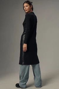 Pilcro Vegan Leather-Trimmed Cardigan