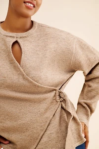 Eloquii Wool Blend Belted Wrap Sweater