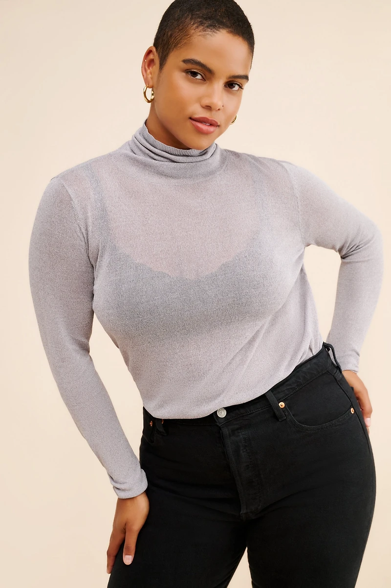 Eloquii Lightweight Sheer Turtleneck Sweater