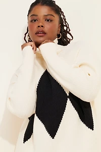 Eloquii Argyle Turtleneck Sweater