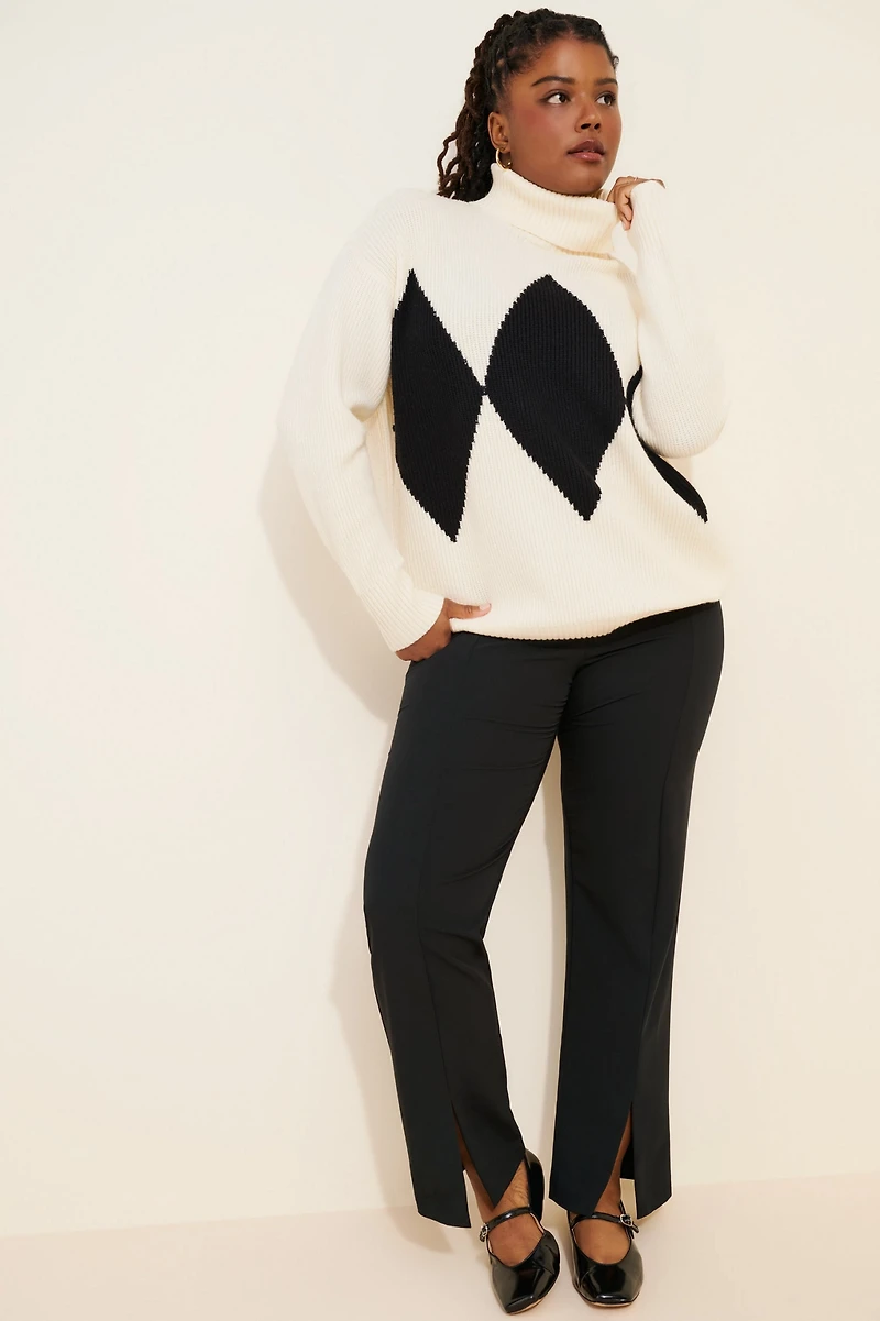 Eloquii Argyle Turtleneck Sweater