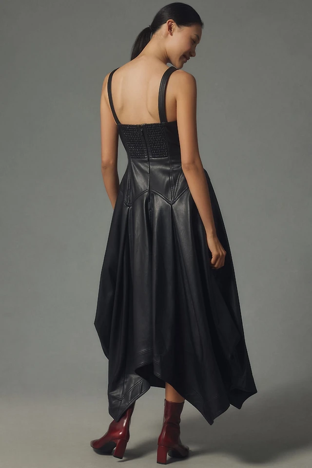 bhldn holly faux leather halter midi dress BHLDN Holly Faux Leather Halter Midi Dress