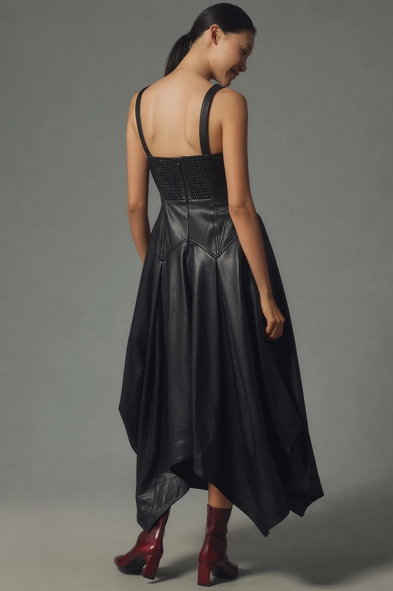 Pilcro Sleeveless Faux Leather Corset Midi Dress