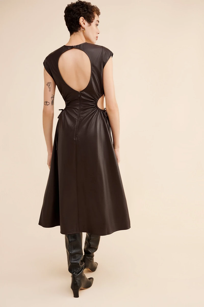 ASTR the Label Miranda Vegan Leather Midi Dress