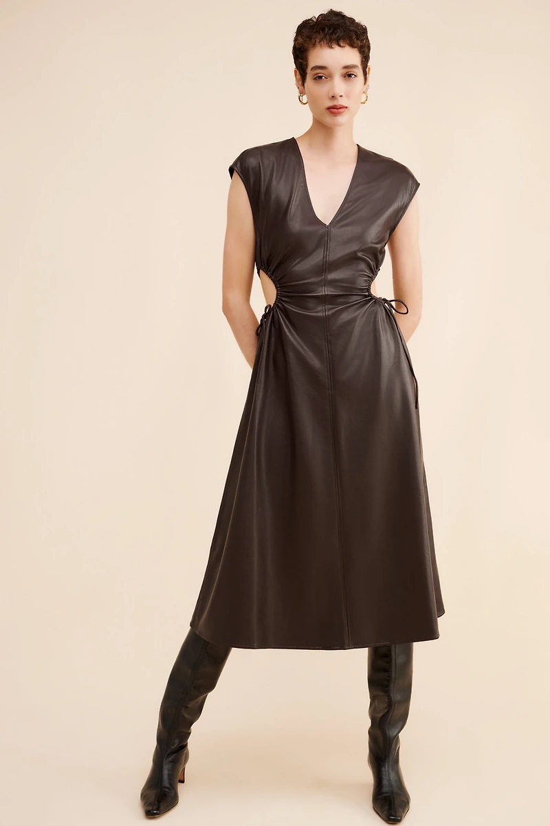 ASTR the Label Miranda Vegan Leather Midi Dress