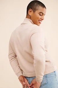Eloquii Diagonal Cable Knit Mock Neck Sweater
