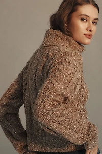 Pilcro Shine Cable-Knit Turtleneck Sweater