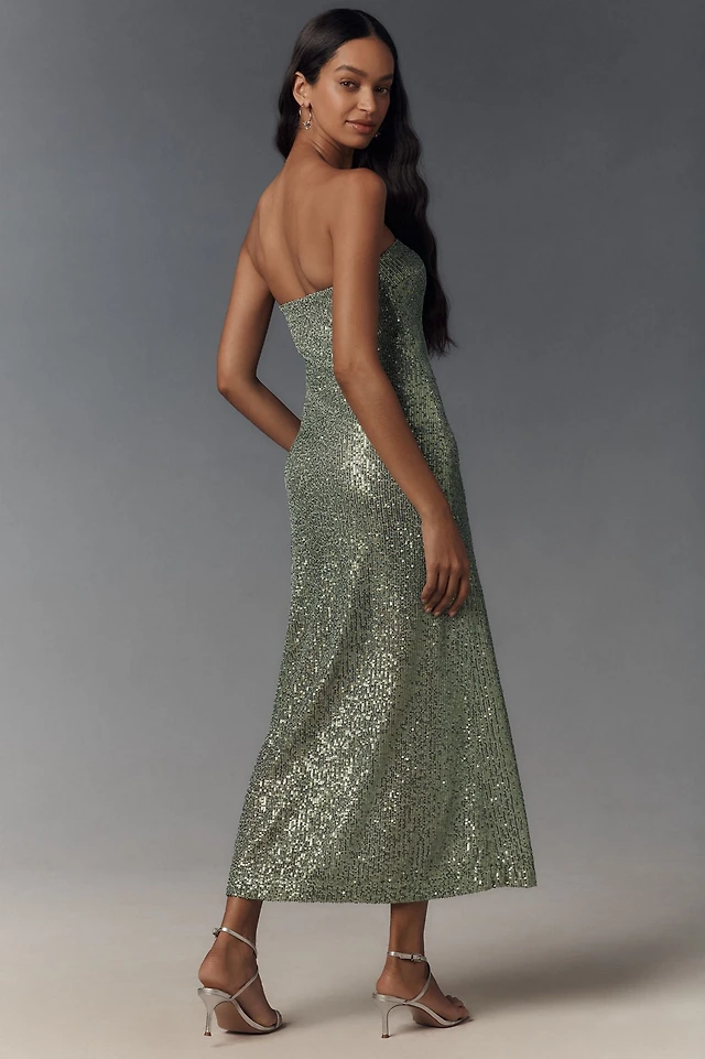 theia leona sequin embellished midi dress Theia Leona Sequin-Embellished Midi-Dress