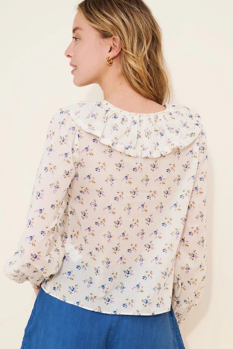 WAYF Ruffle Long Sleeve Blouse