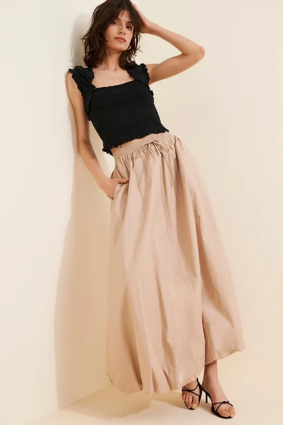 en elly Drawstring Bubble Maxi Skirt