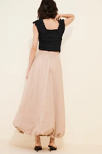 en elly Drawstring Bubble Maxi Skirt