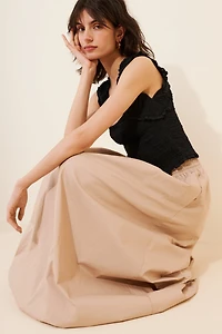 en elly Drawstring Bubble Maxi Skirt