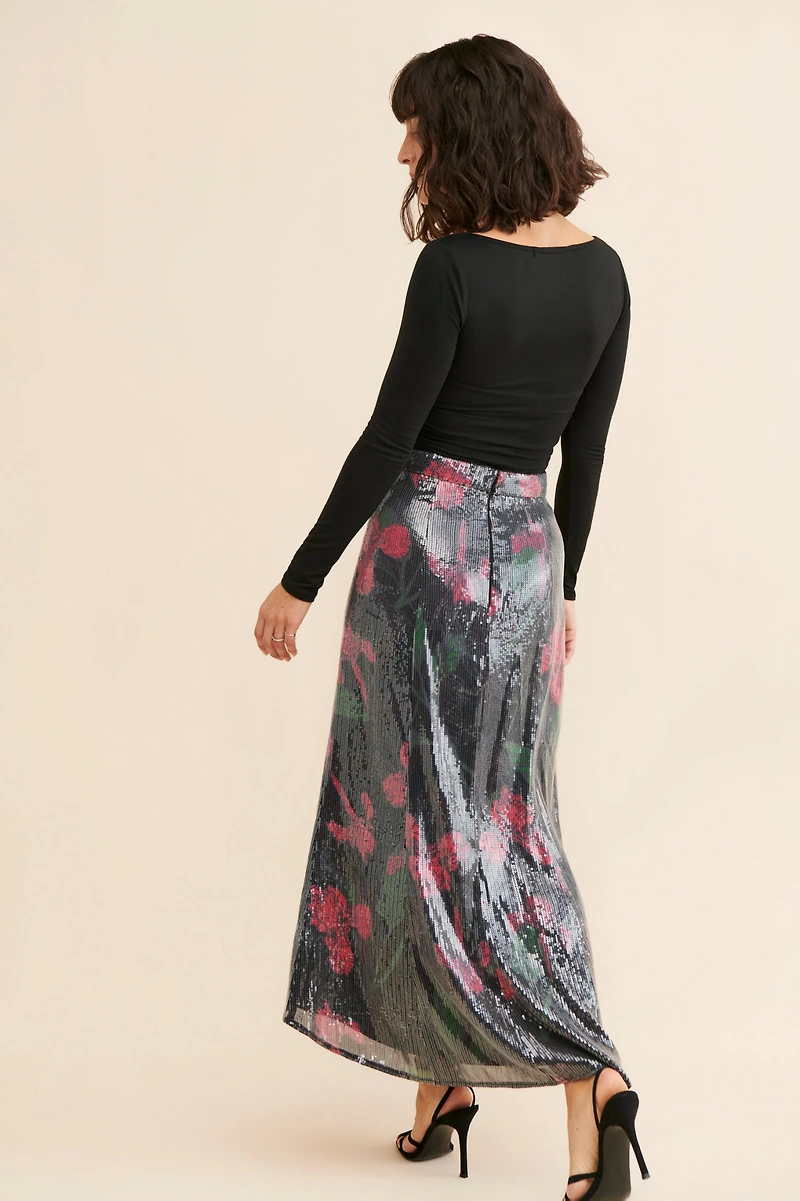 Hutch Printed Sequin Maxi Skirt