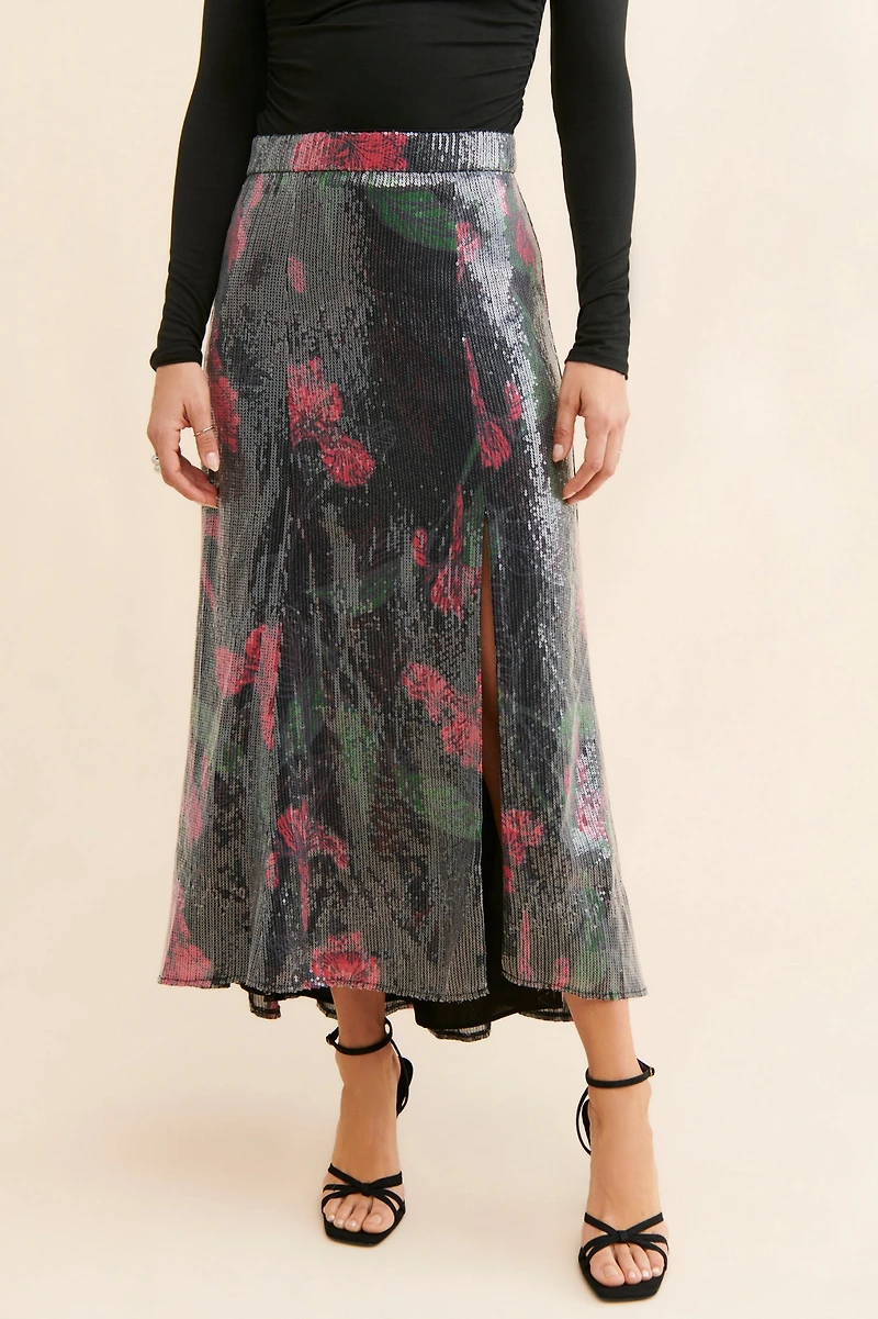 Hutch Printed Sequin Maxi Skirt