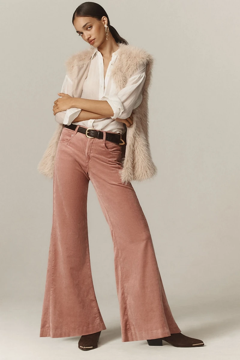 Pilcro The Adi Mid-Rise Frayed Relaxed Flare Jeans: Velvet Edition