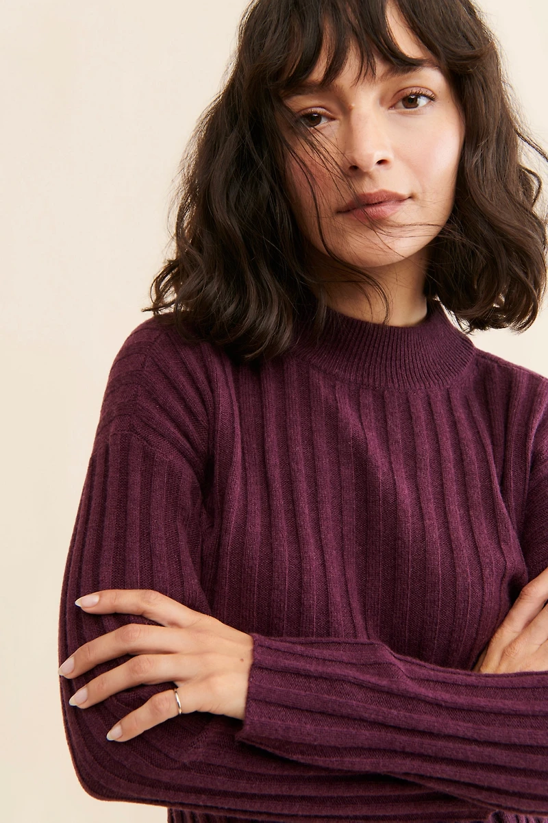 Madewell Levi Ribbed Mockneck Cropped Sweater