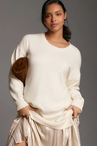 Long-Sleeve Pleated Twofer Sweater Midi Dress