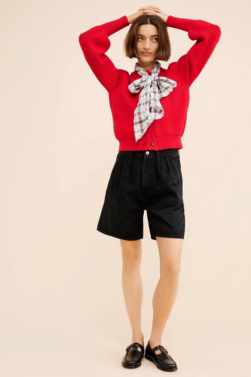 Dolan Ribbed Bow Cardigan