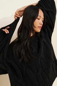 Maeve Wide Neck Oversized Cable Knit Sweater