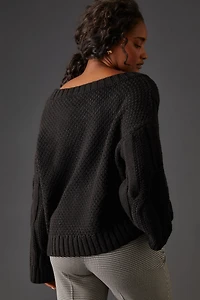 Maeve Wide Neck Oversized Cable Knit Sweater