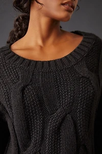 Maeve Wide Neck Oversized Cable Knit Sweater