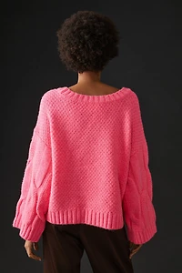 Maeve Wide Neck Oversized Cable Knit Sweater