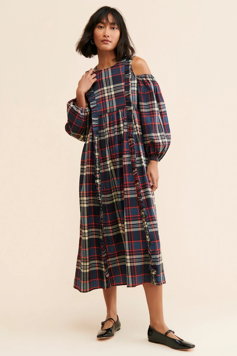 Damson Madder Wren Cold Shoulder Dress