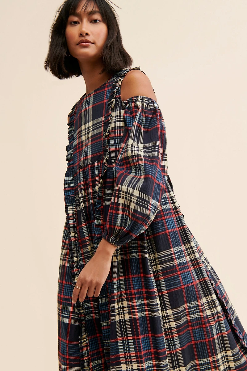 Damson Madder Wren Cold Shoulder Dress
