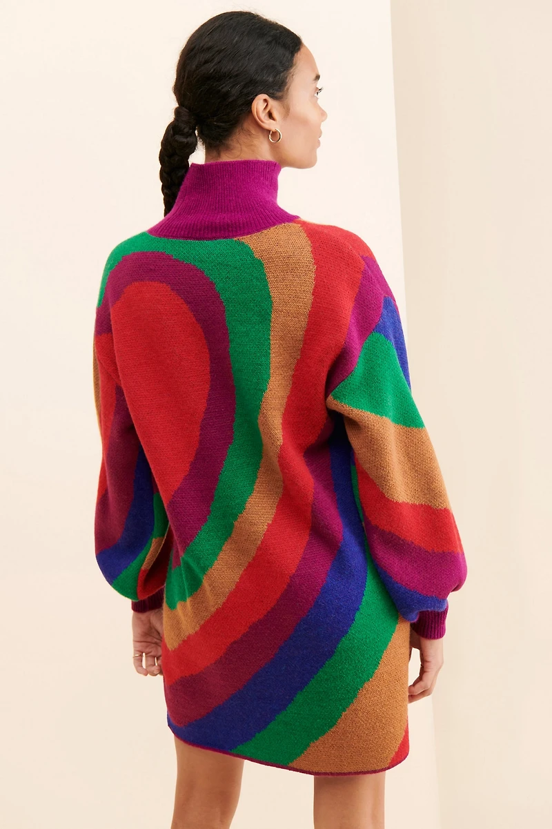 FARM Rio Rainbow Wild Hearts Sweater Dress