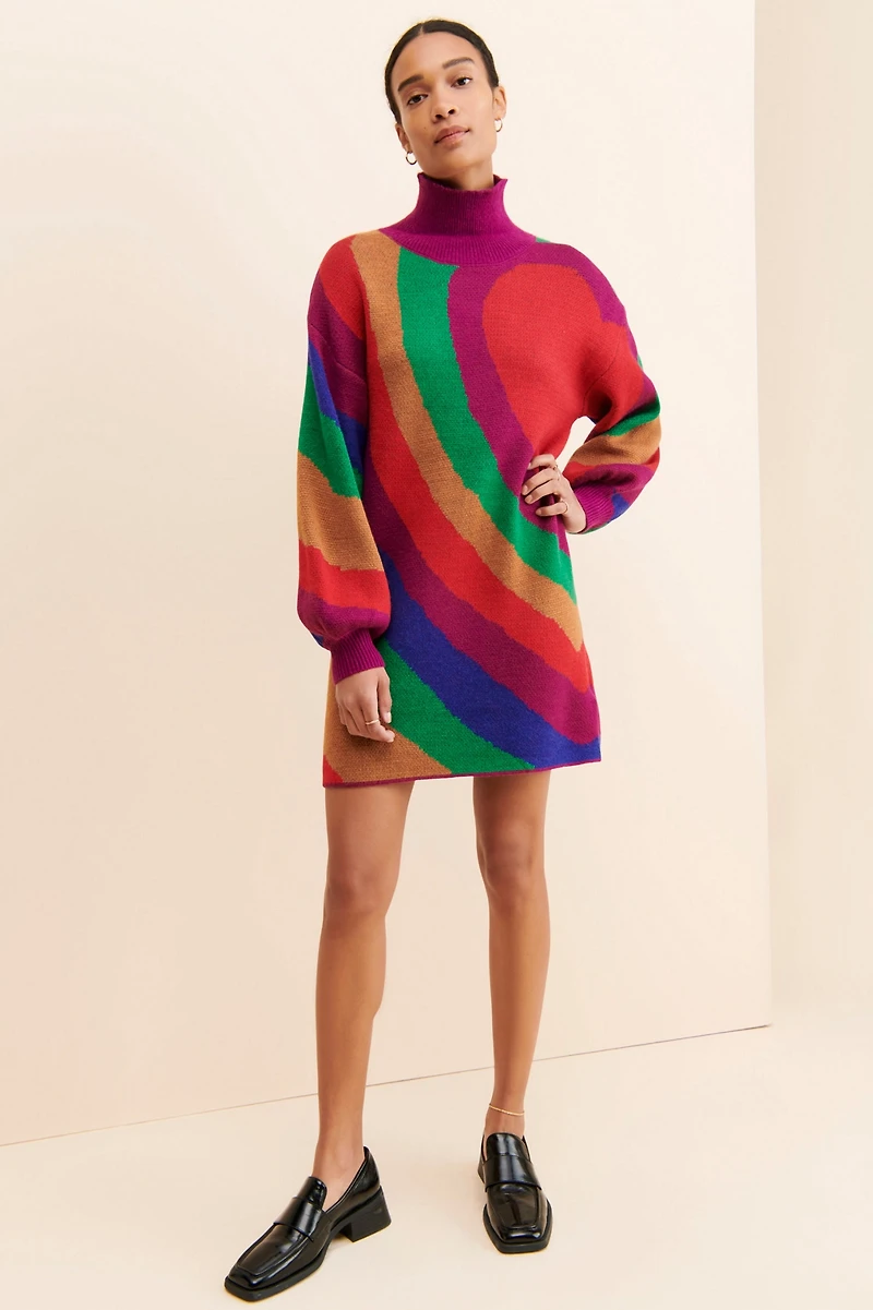 FARM Rio Rainbow Wild Hearts Sweater Dress