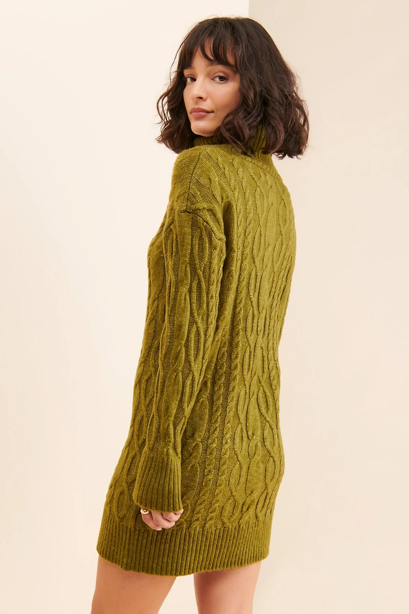 525 Turtleneck Cable Mini Dress