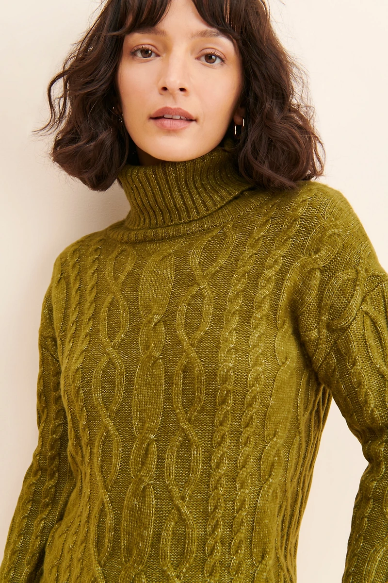 525 Turtleneck Cable Mini Dress