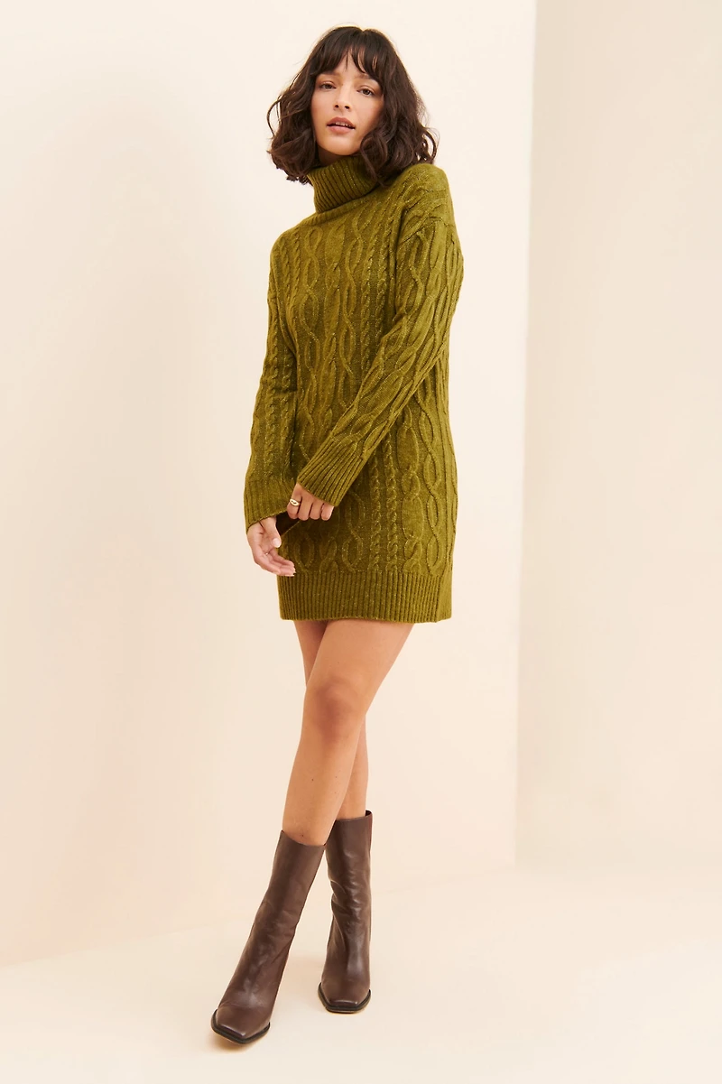 525 Turtleneck Cable Mini Dress