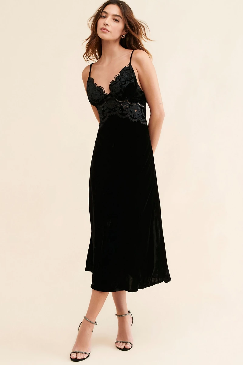 FARM Rio Richelieu Velvet Slip Dress