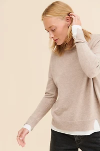 Flat White Layered Crew Neck Sweater
