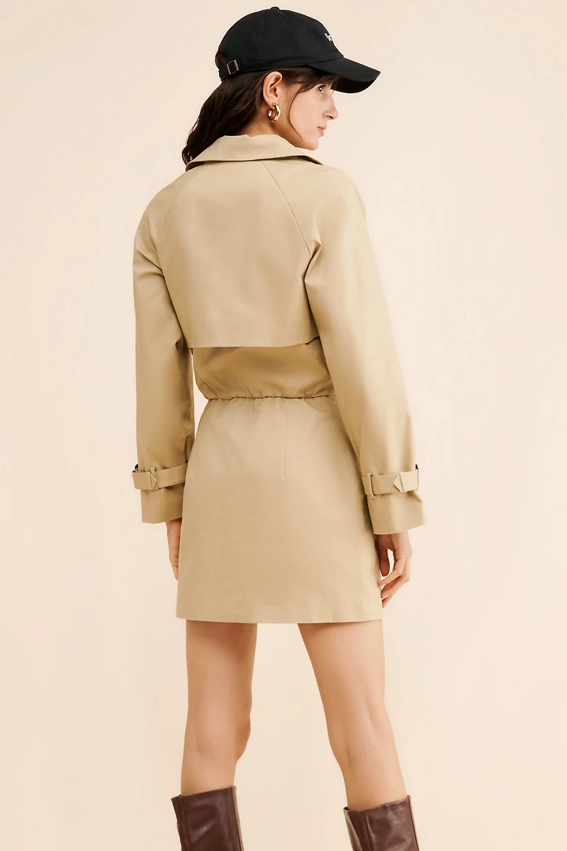 Mare Long Sleeve V-Neck Trench Dress